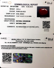 4.95/CT Natural Neo Burma Ruby with Govt. Lab Certificate (3441)